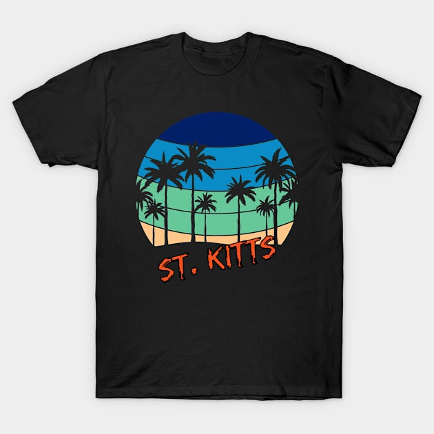 St. Kitts Retro Vintage Sunset Beach Design T-Shirt by eliteshirtsandmore